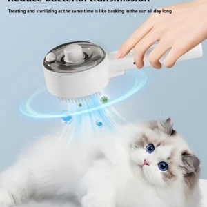 3 in 1 Portable Pet Grooming Brush with UV Sterilization & Spray, One-Button Shedding Comb for Cats and Dogs